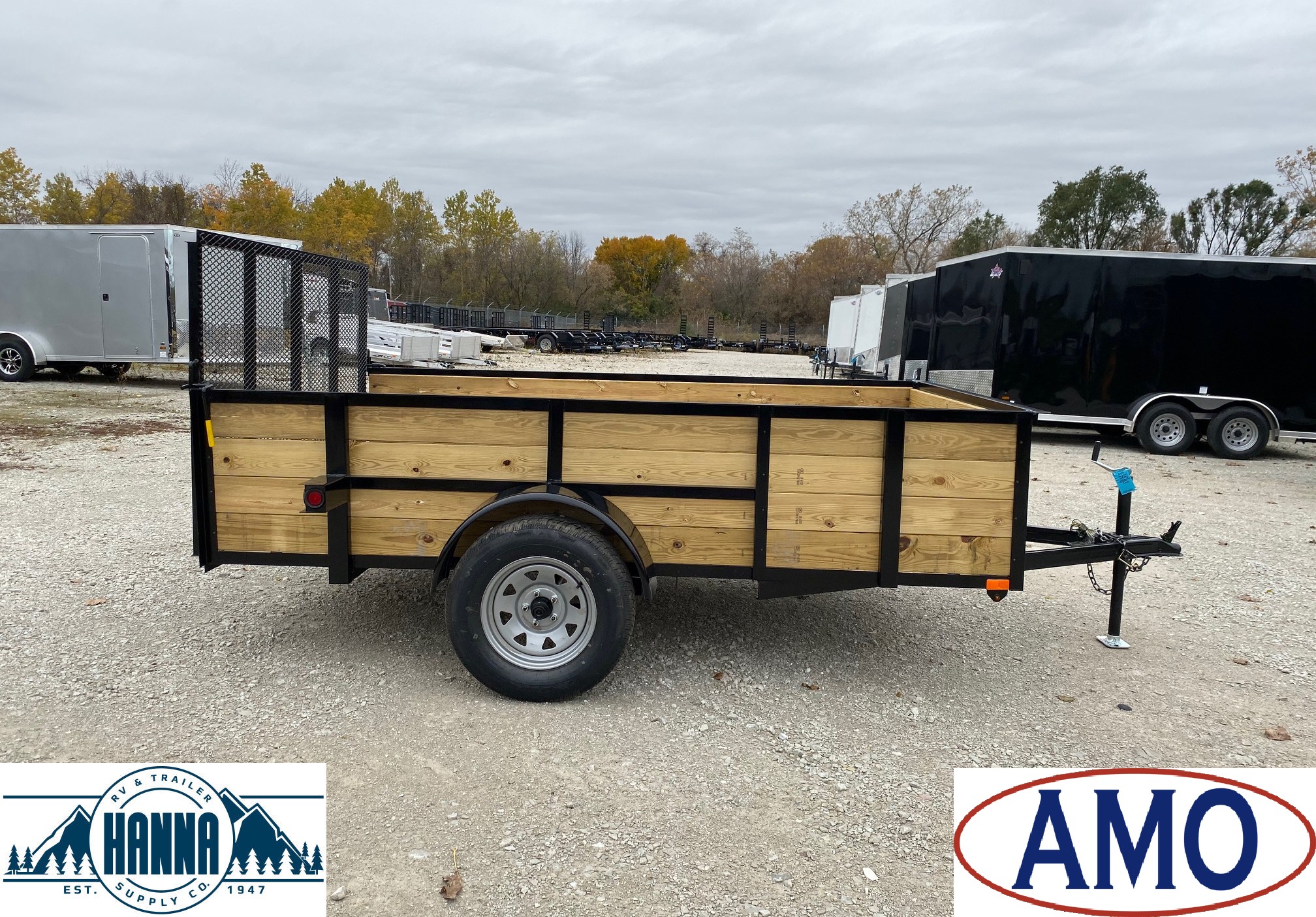 AMO 76in X 10ft Steel Utility Trailer with Ramp Gate & 24in High Sides